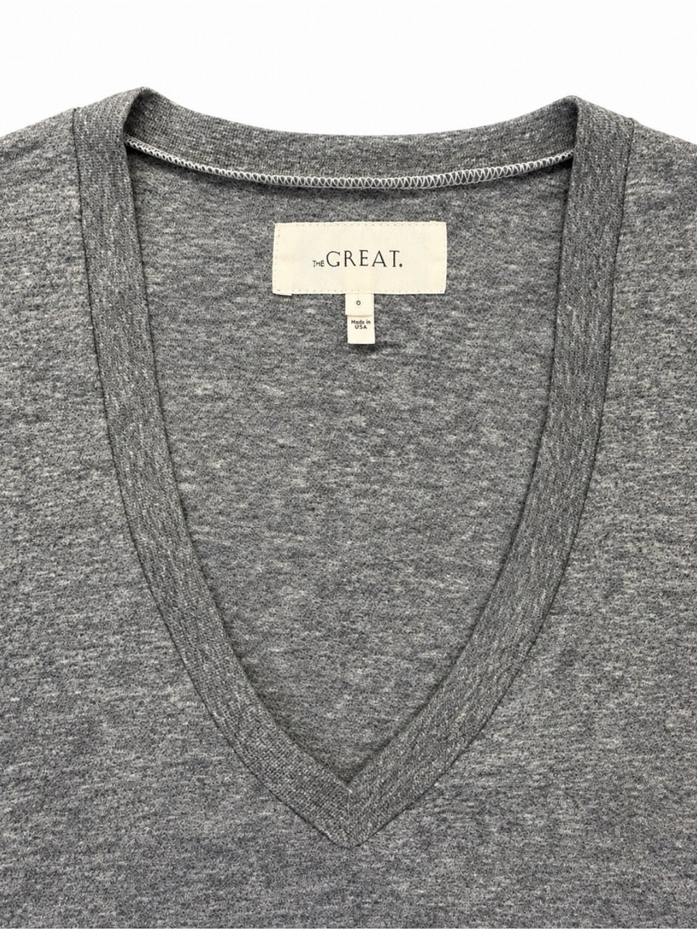 THE GREAT. Women's Gray V-Neck Knit Top - Picture 2 of 2